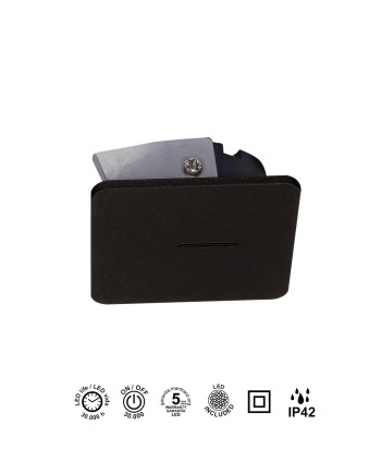 SOTAVENTO * BAÑADOR PARED LED 3W 3000K IP42 CUA. NEGRO